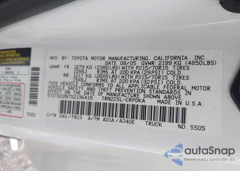 2005 Toyota Tacoma from USA, damaged, VIN 5TETX22N75Z136419